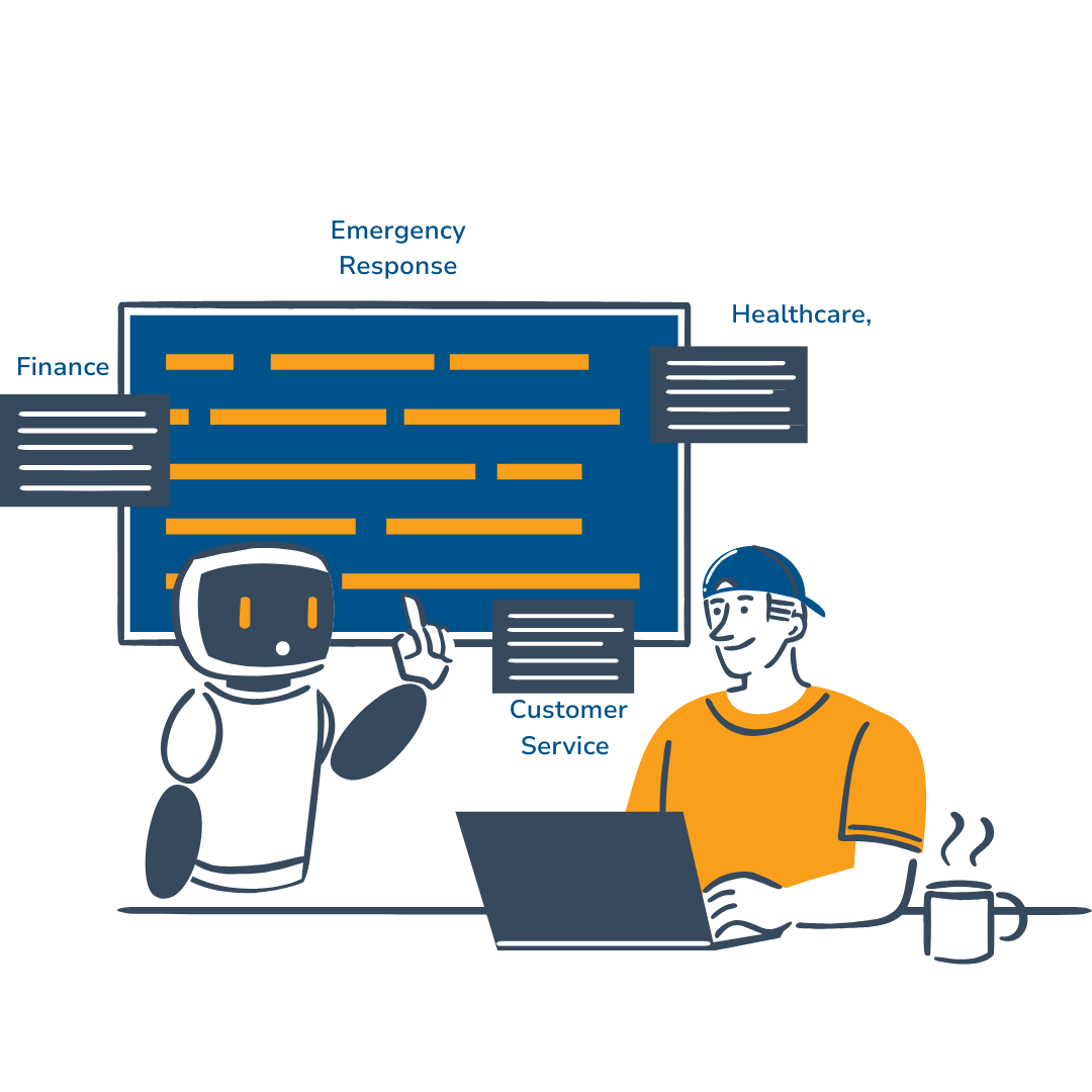  AI and humans collaborating in different contexts