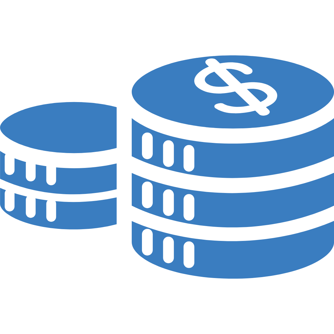 Coins stacked up together signifying costs