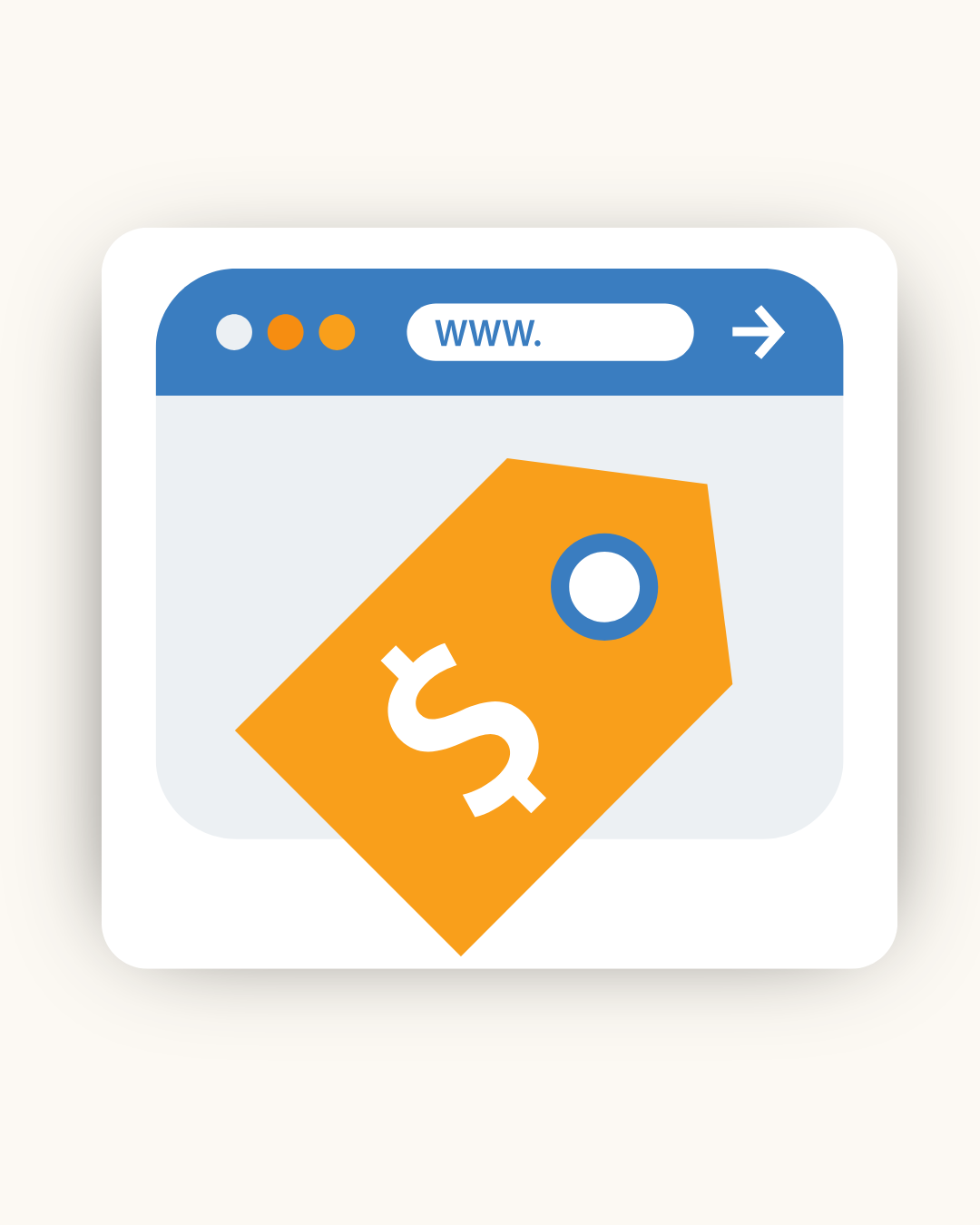  Orange price tag on a website, representing pricing optimization for e-commerce.