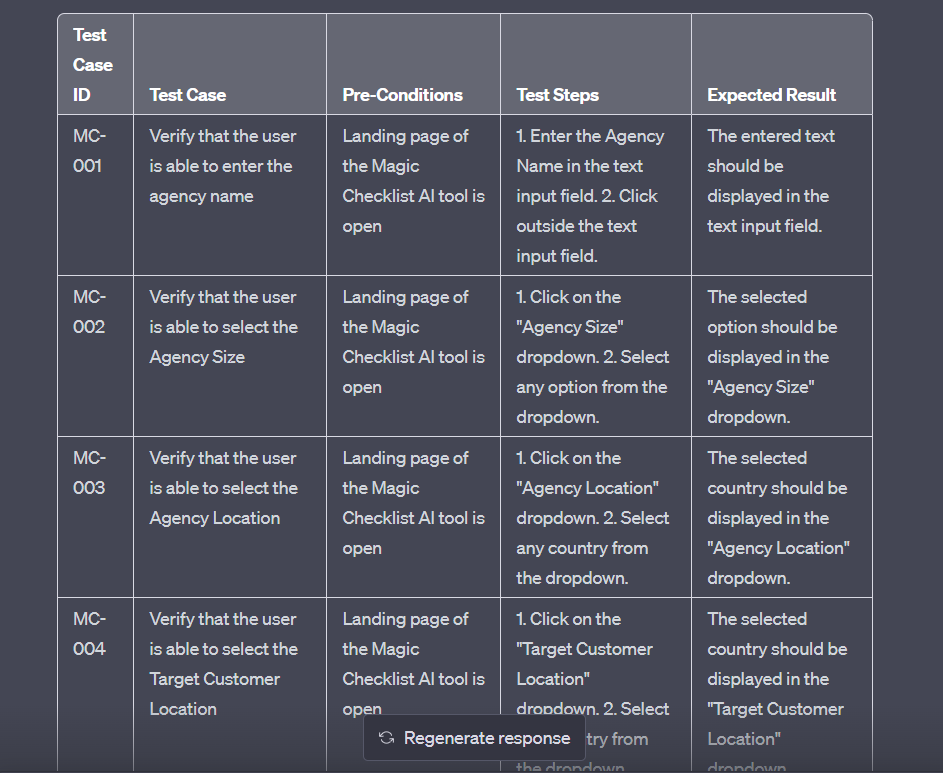 Test cases for the Magic Checklist (part 3)