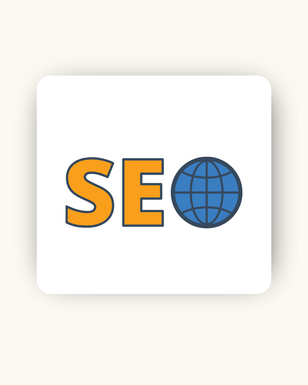 "Logo featuring the letters 'SEO' in orange alongside a blue globe icon, representing search engine optimization."