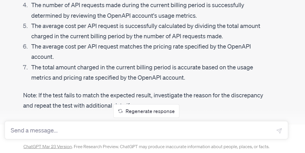 Using chatgpt for generating testcases