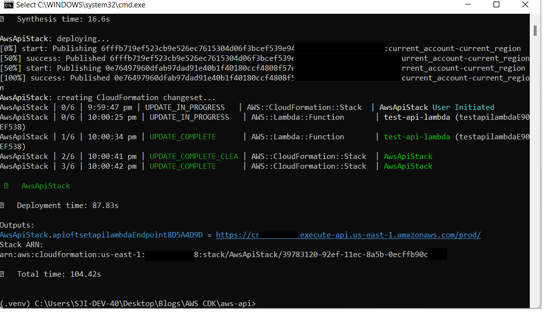 rest-api-integration-cdk stack-deployment