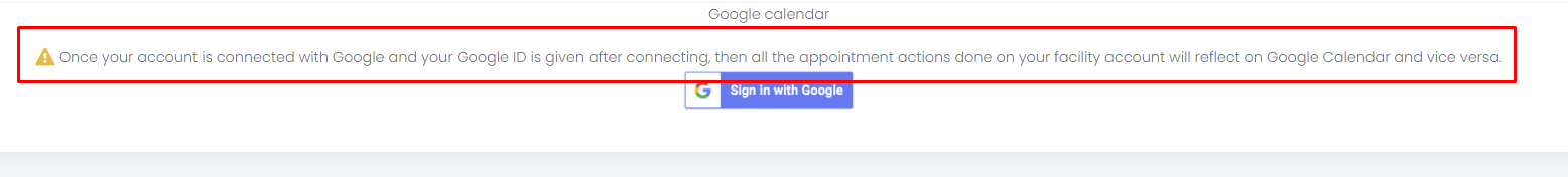 google authentication - warning message which needs to be shown above google connect button