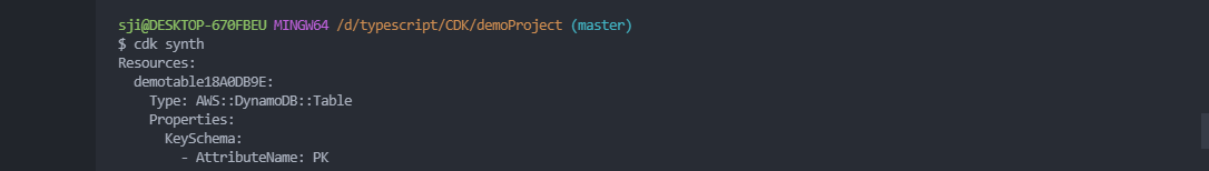 aws cdk synth command