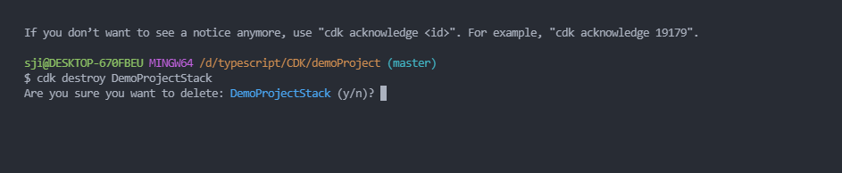 aws cdk manually deleting