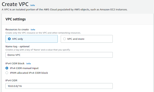 aws vpc tutorial- create vpc