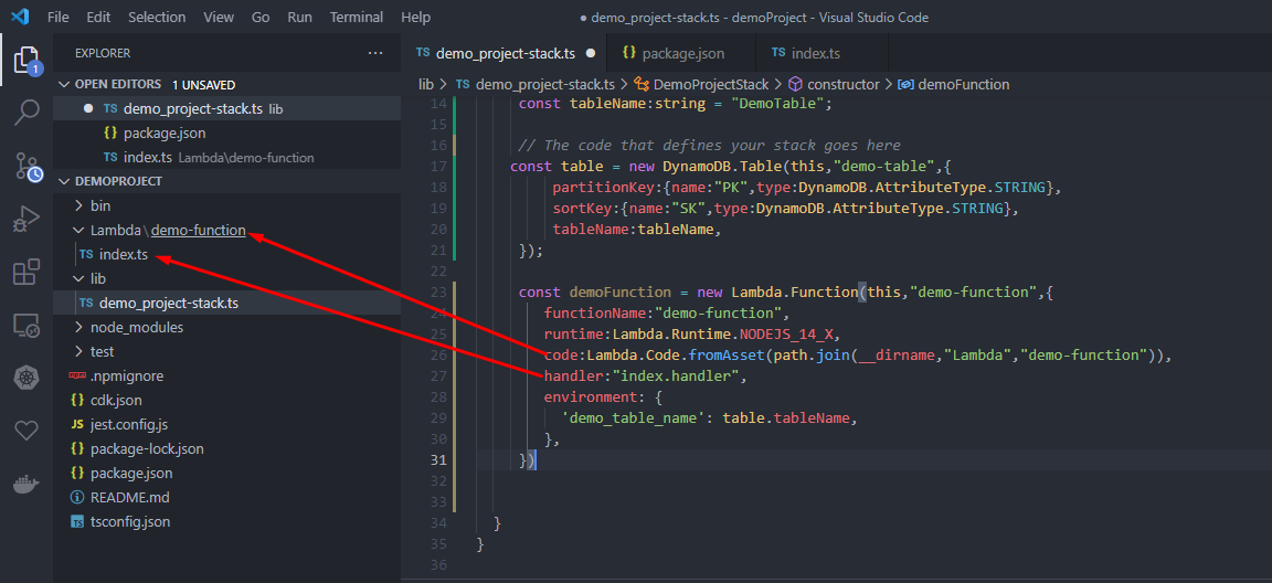 aws cdk demofunction
