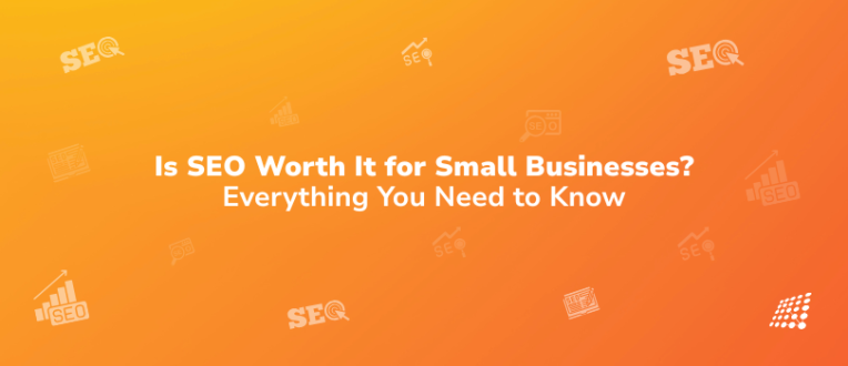 Infographic asking if SEO is beneficial for small businesses, with the title and related SEO icons.