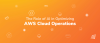 Orange gradient background with "The Role of AI in Optimizing AWS Cloud Operations" text and AWS/AI icons.